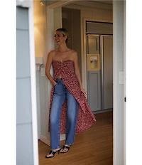 Gianni Bini x Cyd Morris The Millie Ditsy Floral U-Hardware Detail Sleeveless Dress Cover Up