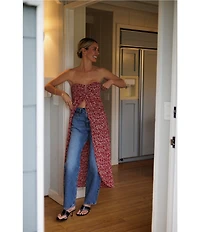 Gianni Bini x Cyd Morris The Millie Ditsy Floral U-Hardware Detail Sleeveless Dress Cover Up
