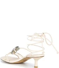 Gianni Bini x Cyd Morris The Minnie Leather Dangle Beaded Seashell Ankle Wrap Sandals