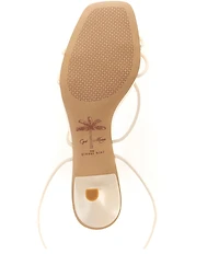 Gianni Bini x Cyd Morris The Minnie Leather Dangle Beaded Seashell Ankle Wrap Sandals