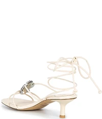 Gianni Bini x Cyd Morris The Minnie Leather Dangle Beaded Seashell Ankle Wrap Sandals