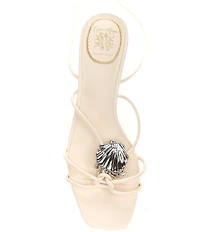 Gianni Bini x Cyd Morris The Minnie Leather Dangle Beaded Seashell Ankle Wrap Sandals