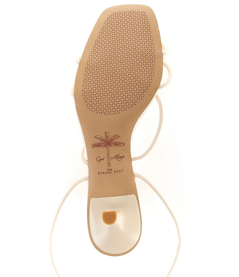 Gianni Bini x Cyd Morris The Minnie Leather Dangle Beaded Seashell Ankle Wrap Sandals