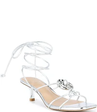 Gianni Bini x Cyd Morris The Minnie Leather Seashell Ankle Wrap Sandals