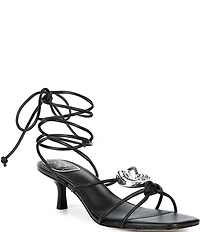 Gianni Bini x Cyd Morris The Minnie Leather Seashell Ankle Wrap Sandals