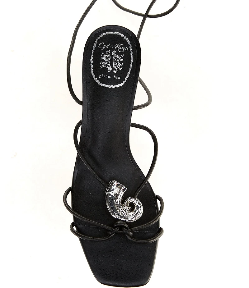 Gianni Bini x Cyd Morris The Minnie Leather Seashell Ankle Wrap Sandals