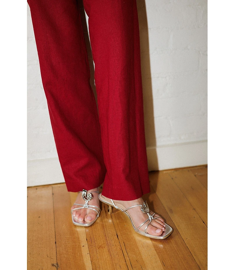 Gianni Bini x Cyd Morris The Minnie Leather Seashell Ankle Wrap Sandals