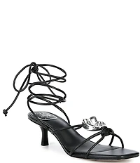 Gianni Bini x Cyd Morris The Minnie Leather Seashell Ankle Wrap Sandals