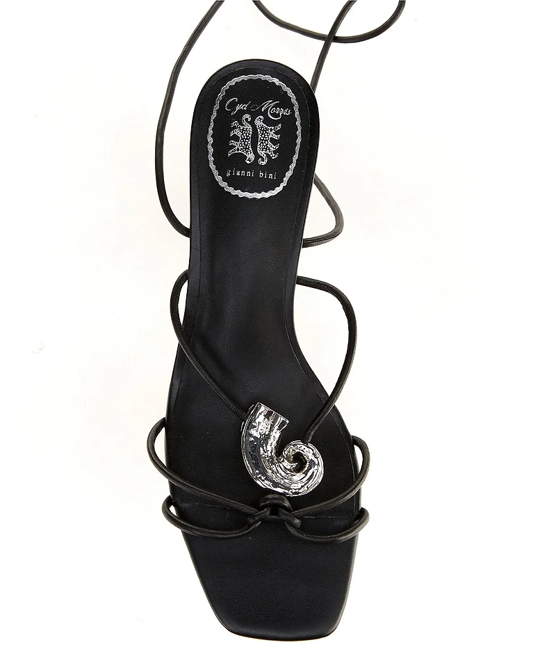 Gianni Bini x Cyd Morris The Minnie Leather Seashell Ankle Wrap Sandals
