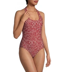Gianni Bini x Cyd Morris The Stevie Ditsy Floral Halter One Piece Swimsuit