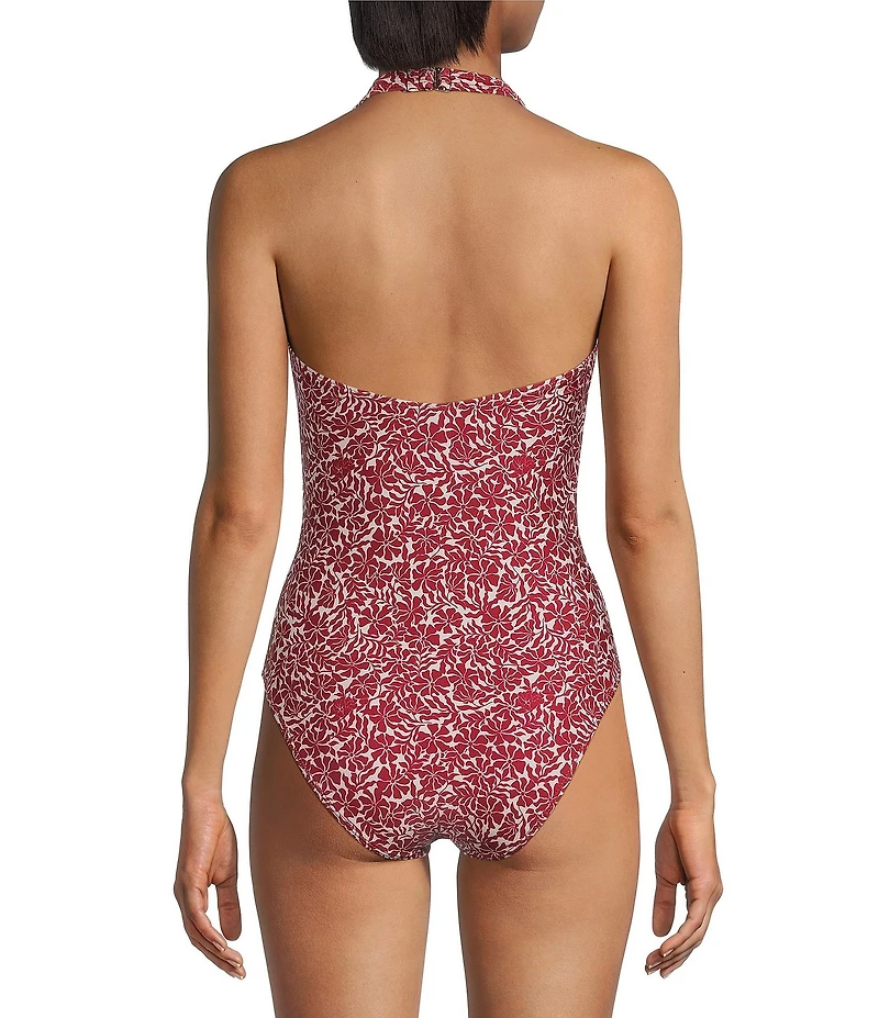 Gianni Bini x Cyd Morris The Stevie Ditsy Floral Halter One Piece Swimsuit