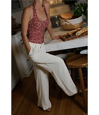 Gianni Bini x Cyd Morris The Stevie Ditsy Floral Halter One Piece Swimsuit