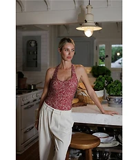 Gianni Bini x Cyd Morris The Stevie Ditsy Floral Halter One Piece Swimsuit