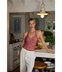 Gianni Bini x Cyd Morris The Stevie Ditsy Floral Halter One Piece Swimsuit