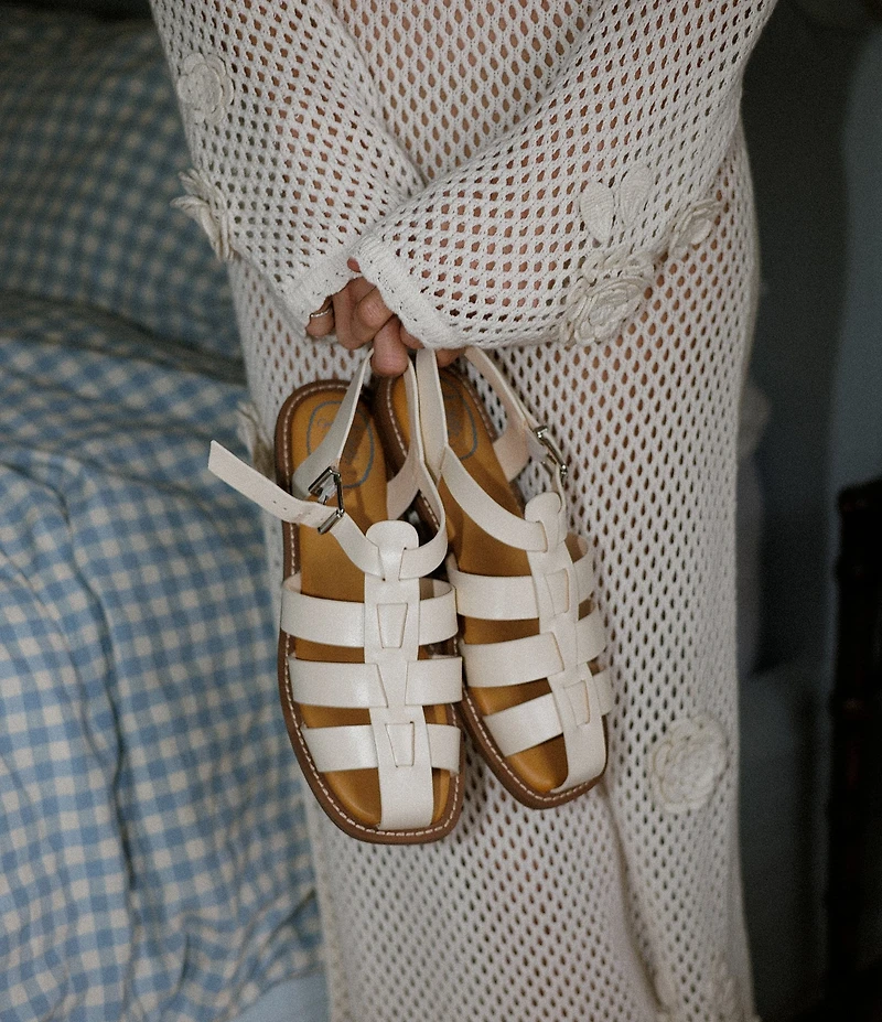 Gianni Bini x Cyd Morris The Captain Leather Square Toe Fisherman Sandals