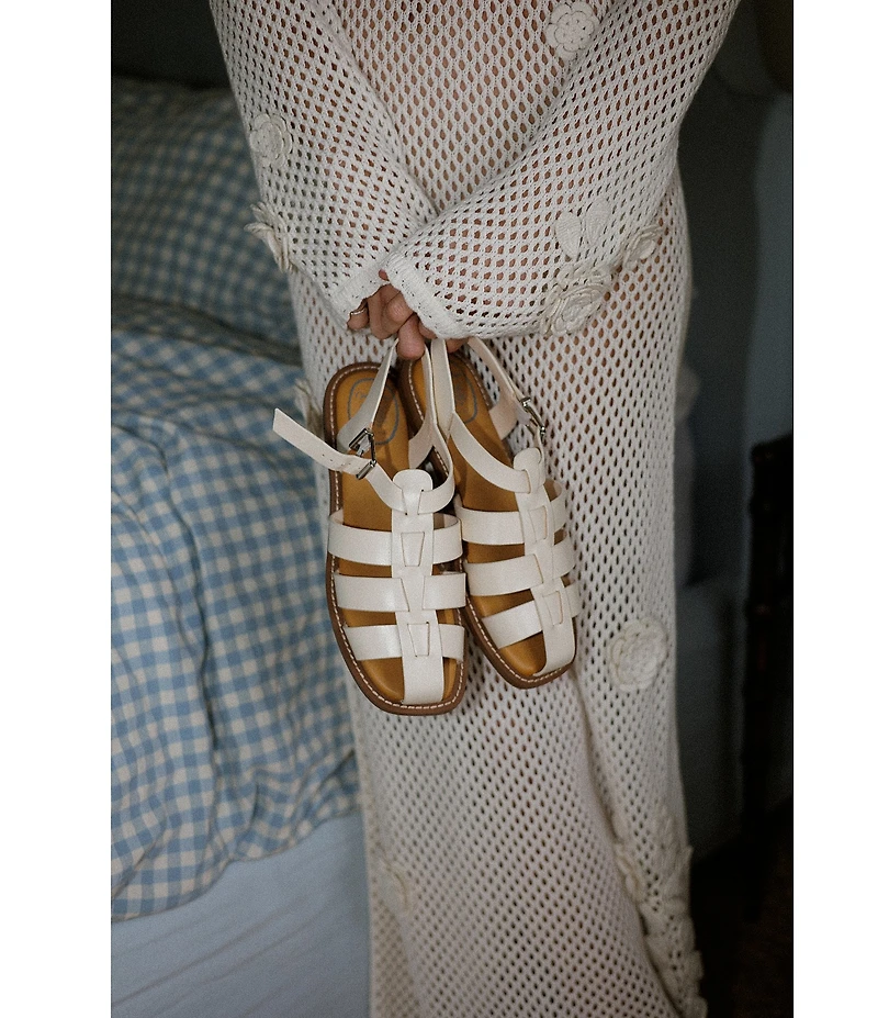 Gianni Bini x Cyd Morris The Captain Leather Square Toe Fisherman Sandals