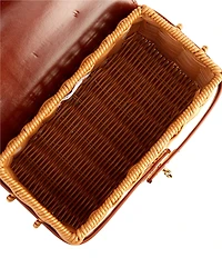 Gianni Bini x Cyd Morris The Dottie Brown Large Wicker Satchel Bag