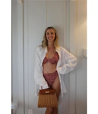 Gianni Bini x Cyd Morris The Dottie Brown Large Wicker Satchel Bag