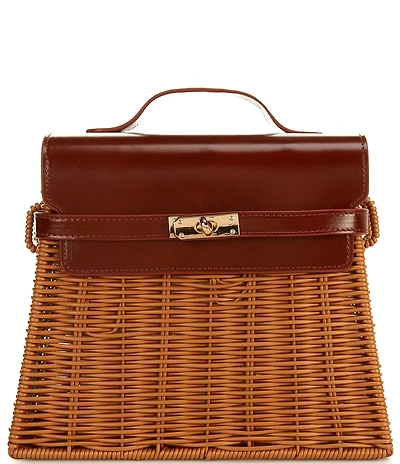 Gianni Bini x Cyd Morris The Dottie Brown Large Wicker Satchel Bag