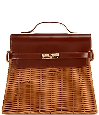 Gianni Bini x Cyd Morris The Dottie Brown Large Wicker Satchel Bag