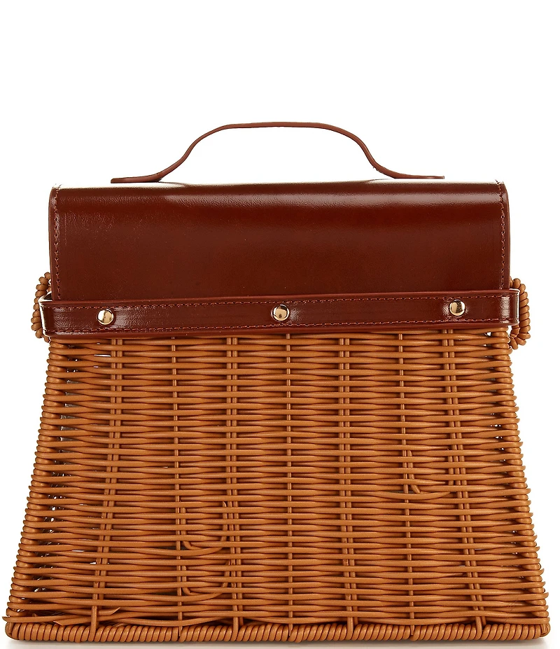 Gianni Bini x Cyd Morris The Dottie Brown Large Wicker Satchel Bag