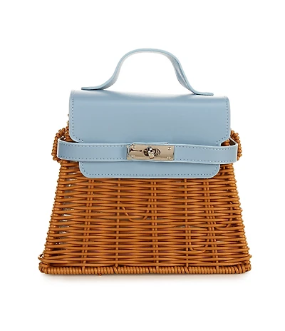 Gianni Bini x Cyd Morris The Dottie Mini Cornflower Wicker Satchel Bag