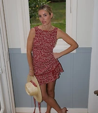 Gianni Bini x Cyd Morris The Jen Boat Neck Sleeveless Crinkle Mini Dress