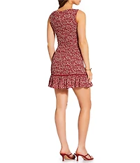 Gianni Bini x Cyd Morris The Jen Boat Neck Sleeveless Crinkle Mini Dress
