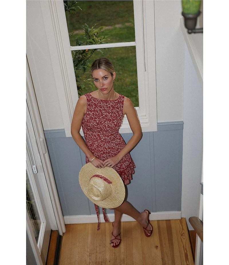 Gianni Bini x Cyd Morris The Jen Boat Neck Sleeveless Crinkle Mini Dress