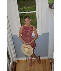 Gianni Bini x Cyd Morris The Jen Boat Neck Sleeveless Crinkle Mini Dress