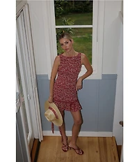 Gianni Bini x Cyd Morris The Jen Boat Neck Sleeveless Crinkle Mini Dress