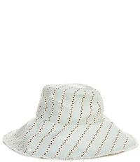 Gianni Bini x Cyd Morris The Leo Stripe Print Front Snap Brim Floppy Linen Hat