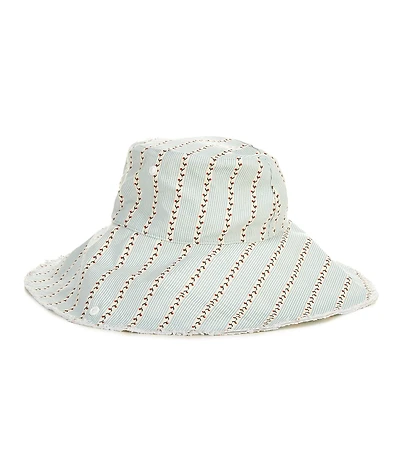 Gianni Bini x Cyd Morris The Leo Stripe Print Front Snap Brim Floppy Linen Hat