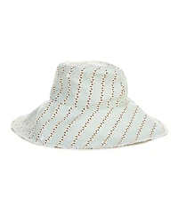 Gianni Bini x Cyd Morris The Leo Stripe Print Front Snap Brim Floppy Linen Hat