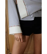 Gianni Bini x Cyd Morris The Lulu Stripe Print Boat Neck Long Sleeve Box Top