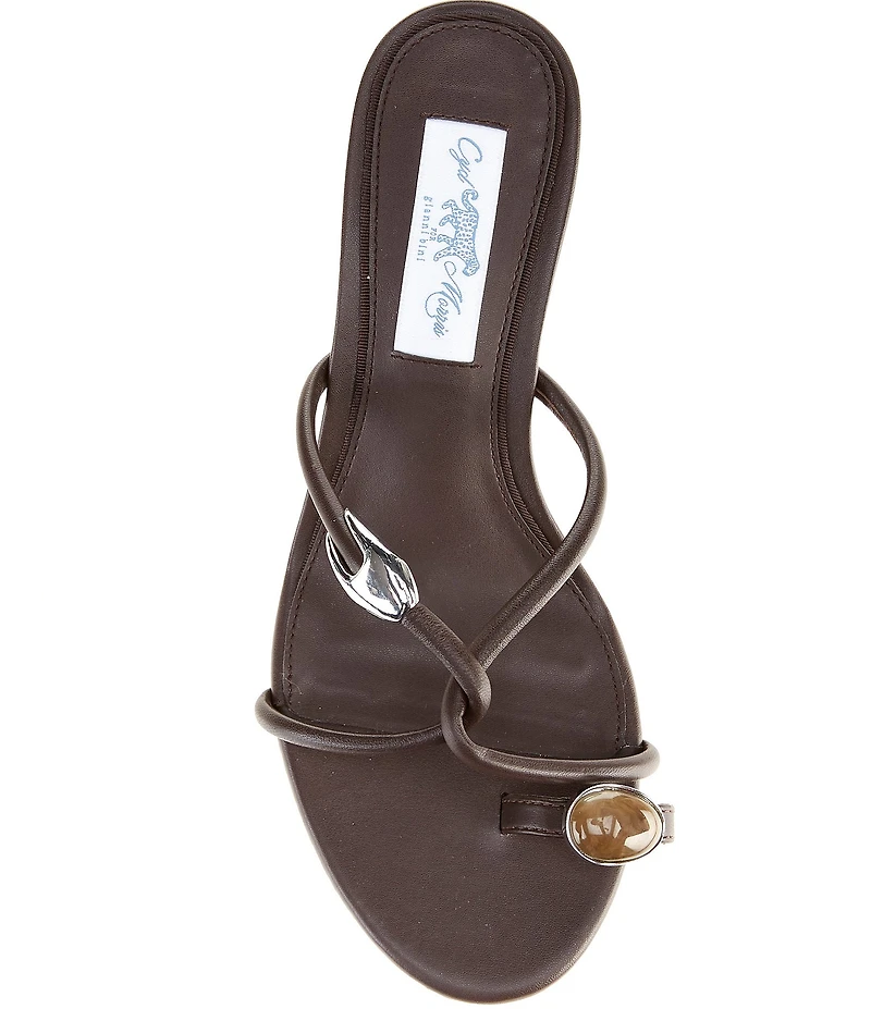 Gianni Bini x Cyd Morris The Miramar Leather Ornamented Toe Loop Sandals