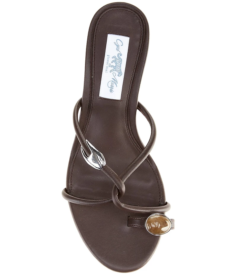 Gianni Bini x Cyd Morris The Miramar Leather Ornamented Toe Loop Sandals
