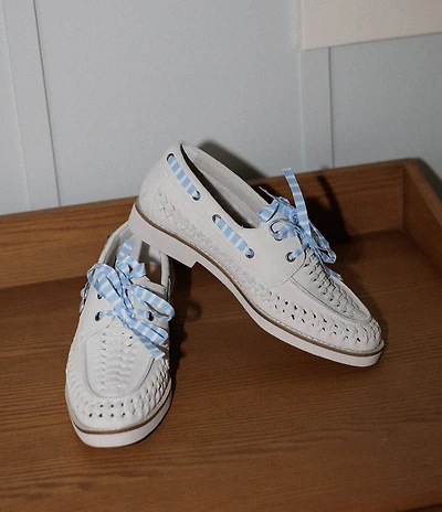 Gianni Bini x Cyd Morris The Nantucket Suede Woven Boat Shoes