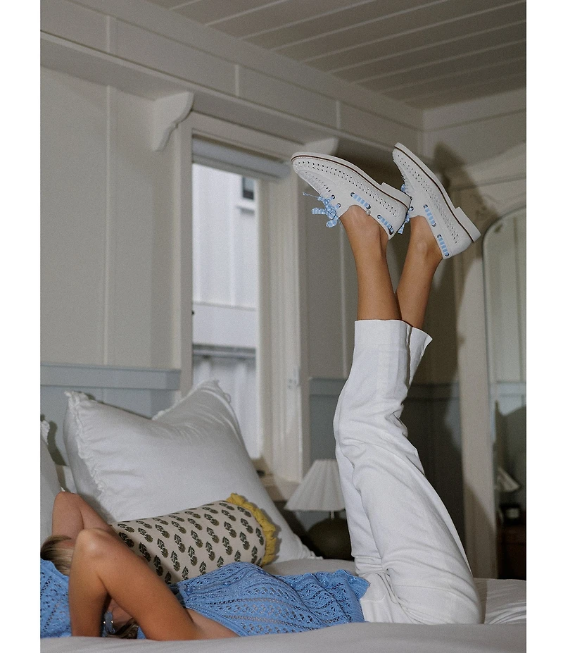 Gianni Bini x Cyd Morris The Nantucket Suede Woven Boat Shoes