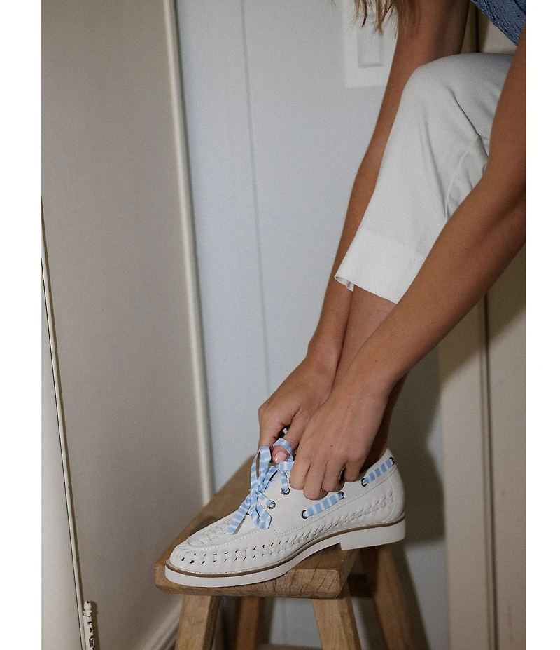 Gianni Bini x Cyd Morris The Nantucket Suede Woven Boat Shoes