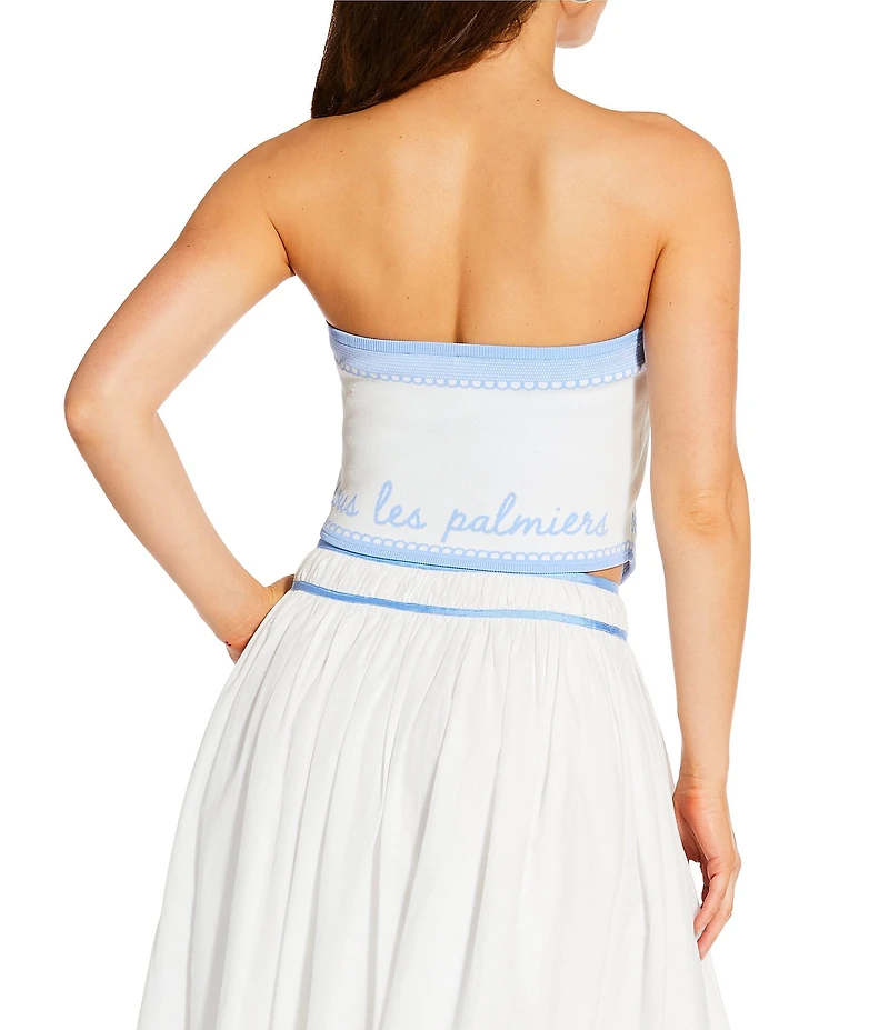 Gianni Bini x Cyd Morris The Paige Palm Tree Strapless Scarf Top