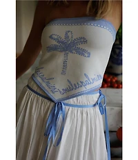 Gianni Bini x Cyd Morris The Paige Palm Tree Strapless Scarf Top