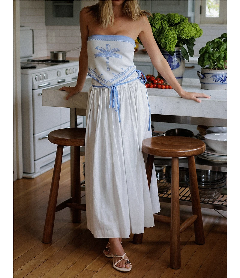 Gianni Bini x Cyd Morris The Paige Palm Tree Strapless Scarf Top