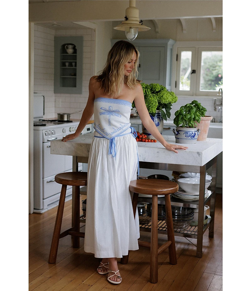 Gianni Bini x Cyd Morris The Paige Palm Tree Strapless Scarf Top