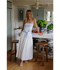 Gianni Bini x Cyd Morris The Paige Palm Tree Strapless Scarf Top