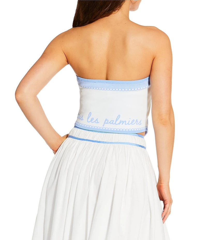 Gianni Bini x Cyd Morris The Paige Palm Tree Strapless Scarf Top
