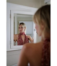 Gianni Bini x Cyd Morris The Van V Neck Sleeveless Crinkle Halter Top