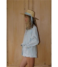 Gianni Bini x Cyd Morris The Walter Straw Hat with Interchangeable Scarf