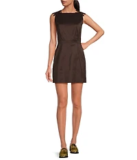 Gianni Bini x Lilly Sisto Blakely Taffeta Boat Neck Bow Detail Sleeveless Scoop Back Mini Dress