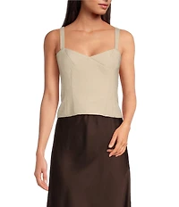 Gianni Bini x Lilly Sisto Peanut Wool Blend Boucle Sweetheart Neck Sleeveless Strap Tank Blouse